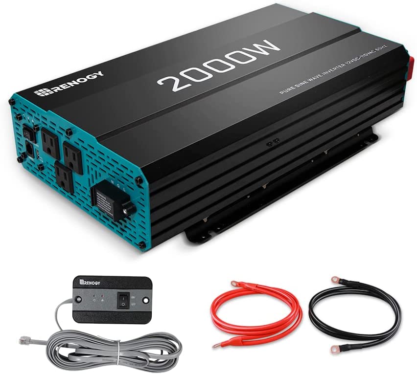 Photo 1 of *USED ITEM* Renogy 2000W Pure Sine Wave Inverter 12V DC to 120V AC Converter for Home, RV, Truck, Off-Grid Solar Power Inverter 12V to 110V with Built-in 5V/2.1A USB Port, AC Hardwire Port, Remote Controller
