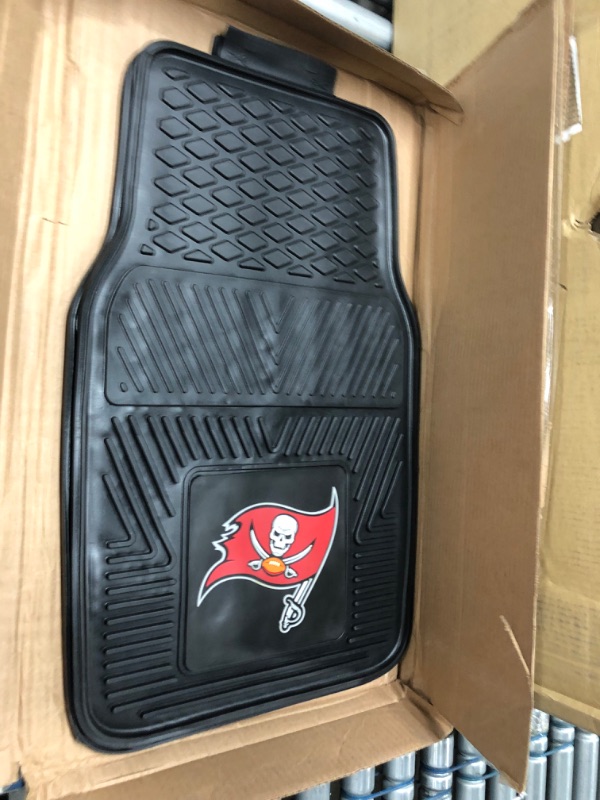 Photo 2 of FANMATS 8908 Tampa Bay Buccaneers 2-Piece Heavy Duty Vinyl Car Mat Set, Front Row Floor Mats, All Weather Protection, Universal Fit, Deep Resevoir Design
