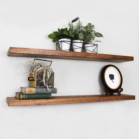 Photo 1 of Willow & Grace Connie 36 Inch Floating Shelves Light Walnut Set of 2
