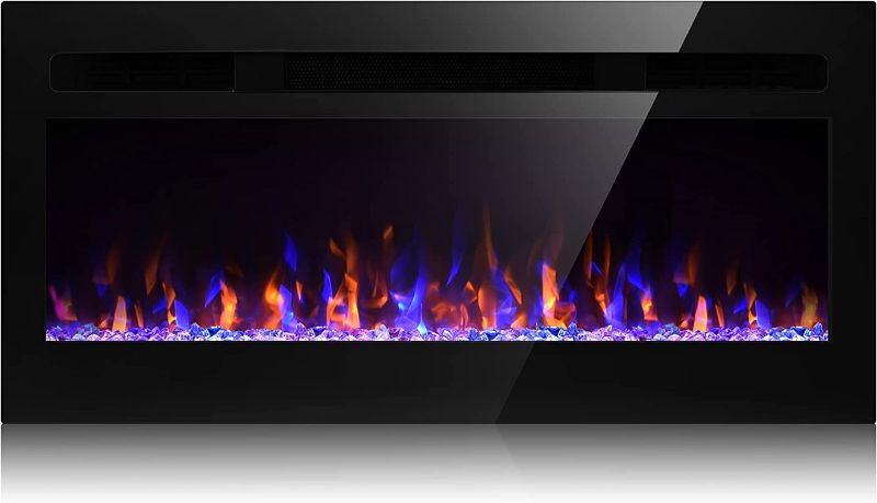 Photo 1 of 31 inch Electric Fireplace, Recessed and Wall Mounted Fireplace, Electric Fireplace Inserts with 750W/1500W Heater, Remote Control Timer, Adjustable 144 Color Combinations
