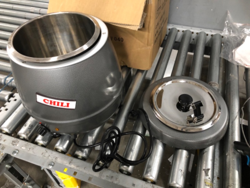 Photo 2 of **used, needs cleaning**
SYBO Stainless Steel Soup Kettle with Hinged Lid and Insert Pot, 10.5 Quarts, Commercial Grade, Silver
