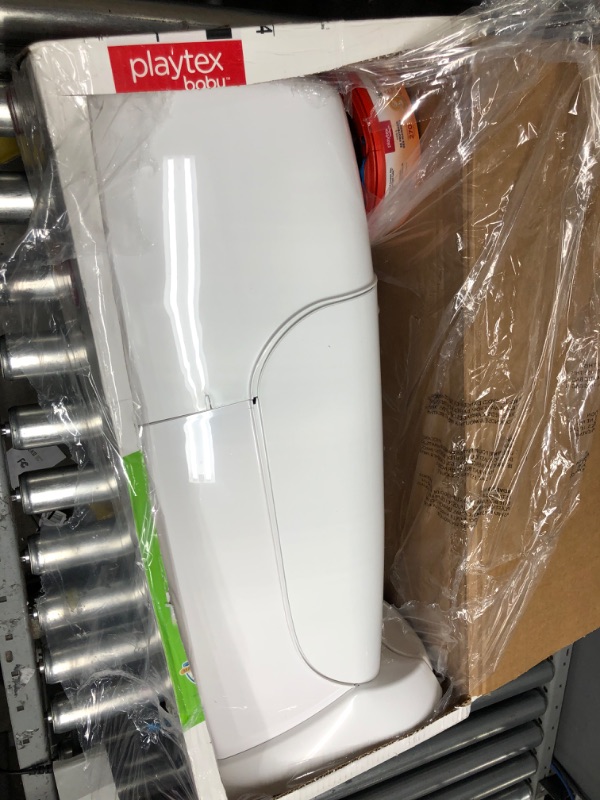 Photo 1 of **minor cracks**
Playtex Diaper Genie Complete Pail with Built in Odor Controlling Antimicrobial, Includes Pail and 3 Clean Laundry Scent Refills, White Pail