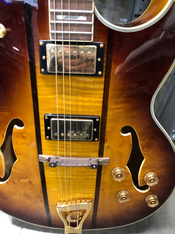Photo 4 of **major neck damage, loose strings**
IYV 6 String Semi-Hollow-Body Electric Guitar, Right, Natural (IJZ-500 NA)
