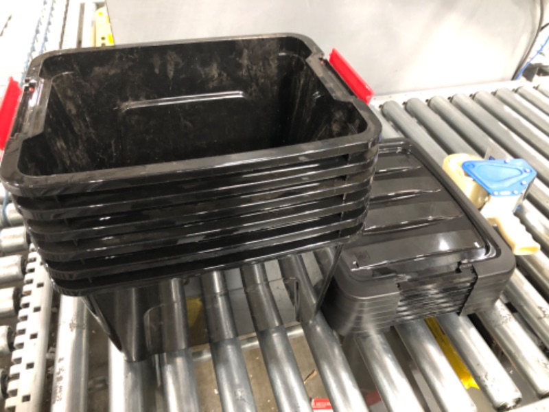 Photo 1 of **used**
IRIS 19 Quart Stack & Pull Box, Multi-Purpose Storage Bin, black , Set of 6