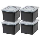 Photo 1 of IRIS Classic Letter and Legal Size File Box, 4 Pack, Black/Clear