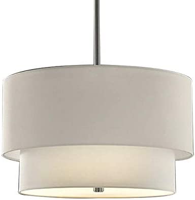 Photo 1 of **DAMAGED LAMP, VIEW PHOTOS**
USED CraftThink LED Pendant Light, Contemporary Drum Chandelier 3 Lights Rustic Style Fabric Lampshade Suspension Light Hanging Light Fixture for Kitchen Living Room Bedroom Restaurant-19.5" (Beige)