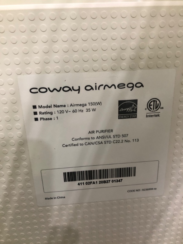 Photo 3 of Coway Airmega 150 True HEPA Air Purifier & Airmega 150 Air Purifier Replacement Filter Set, Green True HEPA and Active Carbon Filter, AP-1019C-FP
