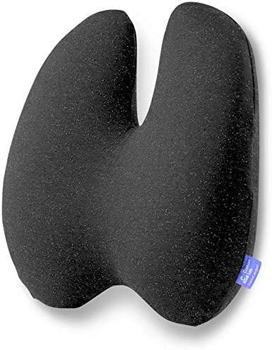 Photo 1 of Cushion Lab Extra Dense Lumbar Pillow - Patented Ergonomic Multi-Region Firm Back Support for Lower Back Pain Relief - Lumbar Support Cushion w/Strap for Office Chair, Car, Sofa, Plane - Black
