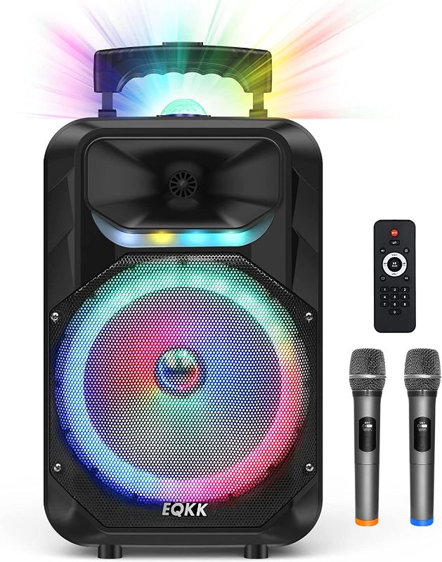 Photo 1 of 2022 Portable Karaoke Machine for Adults and Kids with 2 Wireless Microphones New 10" Subwoofer PA Machines Bluetooth 5.0 Karaoke Speaker System with DJ Light for Outdoor Party
