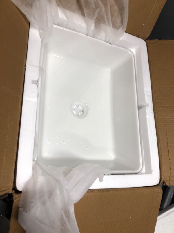 Photo 2 of 19 in. x 15 in. Bathroom Sink Modern Rectangle Above in White Porcelain Ceramic Vessel Vanity Sink Art Basin
