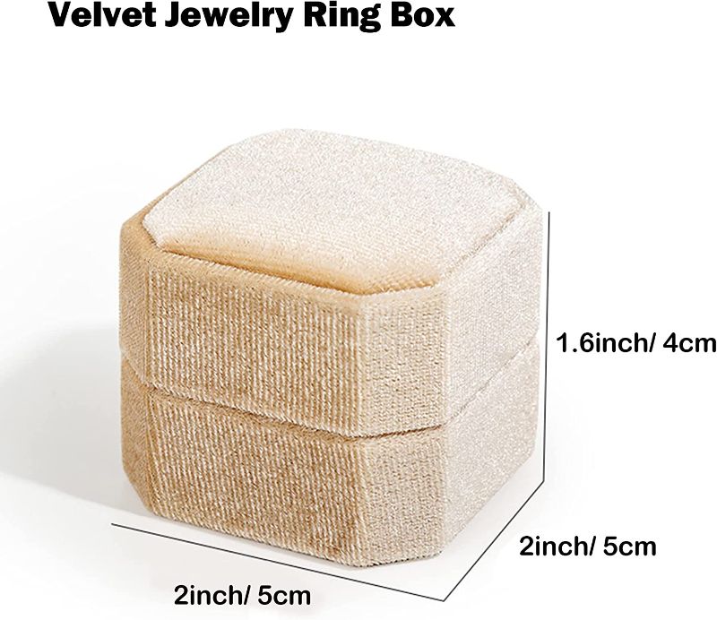 Photo 1 of  Jewelry Ring Box, Muulaii Octagon Square Engagement Wedding Ring Gift Box with Detachable Lid for Proposal Engagement Wedding Ceremony
2 x boxes (random colors)