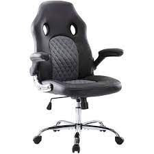 Photo 1 of Black/Gray Office Chair, Gaming Chair Comfortable Ergonomic Task Computer Desk Chair Flip-Up Arms and Adjustable Height
