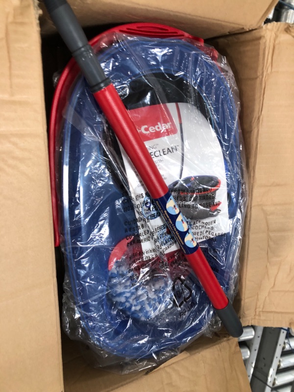 Photo 1 of O-Cedar EasyWring RinseClean Microfiber Spin Mop & Bucket Floor Cleaning System with 2 Extra Refills, Grey RinseClean Spin Mop & Bucket + 2 Extra Refills