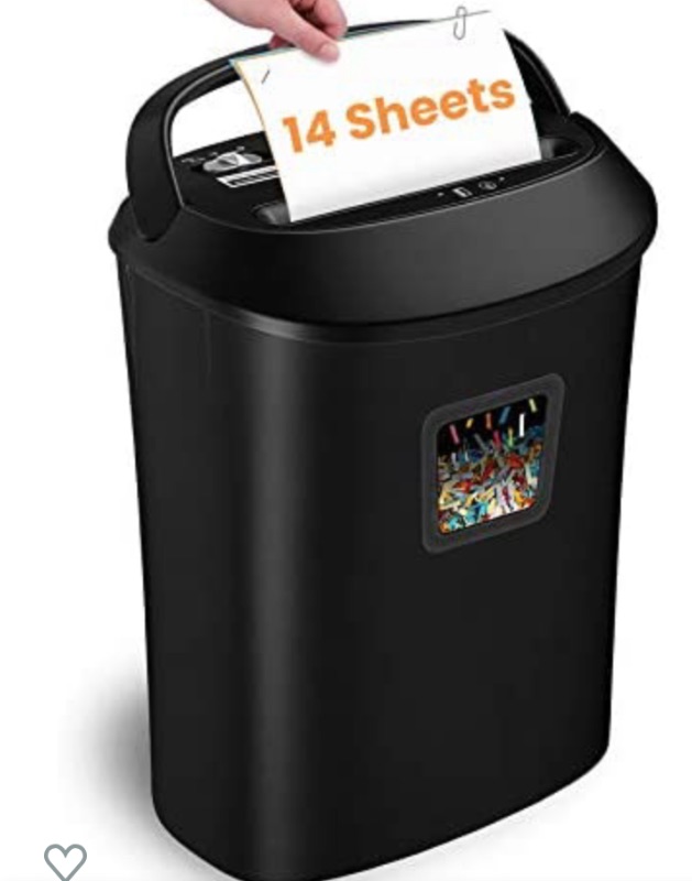 Photo 1 of *** pARTS oNLY**  Paper Shredder,VidaTeco 14-Sheet Cross-Cut Shredder with US Patented Cutter,Also Shreds Card/CD,Heavy Duty Paper Shredder for Home Office,Durable&Fast with Jam Proof System,6.6-Gallon Basket (ETL)