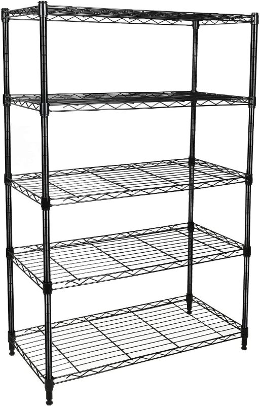 Photo 1 of **used**
Simple Deluxe Heavy Duty 5-Shelf Shelving Unit, 29.92" D x 13.98" W x 61.02" H, 5 Tier, Black
