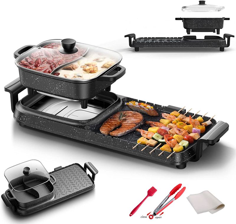 Photo 1 of **missing pot**
Aoran Electric Grill Indoor Hot Pot Multifunctional Korean BBQ Hotpot Non-stick Teppanyaki Grill Pot Smokeless Dual Temperature Control Easy Cleaning?2200W 3.5L GP-007AY
