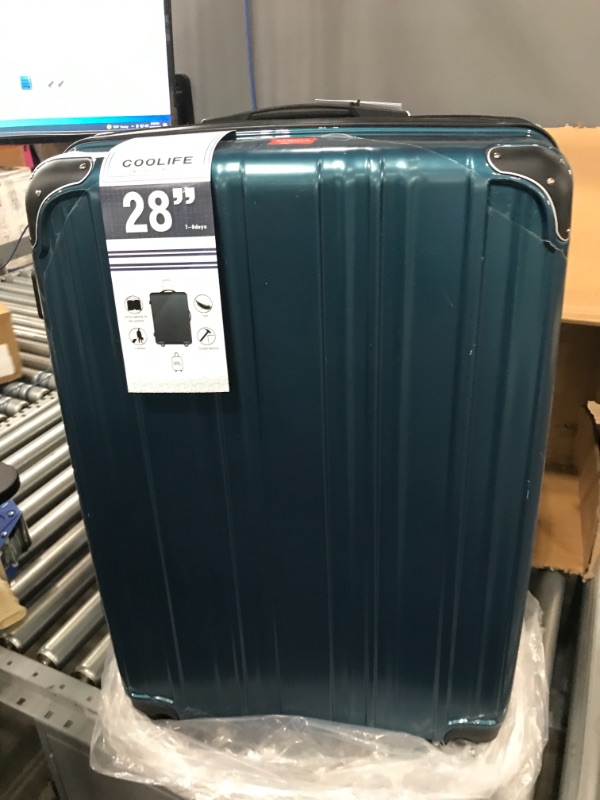 Photo 2 of Coolife Luggage Expandable(only 28") Suitcase PC+ABS Spinner 20in 24in 28in Carry on (green new, S(20in)_carry on) green new S(20in)_carry on