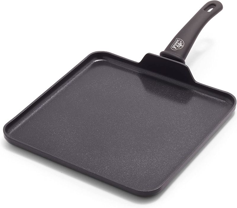 Photo 1 of GreenLife Soft Grip Diamond Healthy Ceramic Nonstick 11" Griddle Pan, PFAS-Free, Dishwasher Safe, Black
