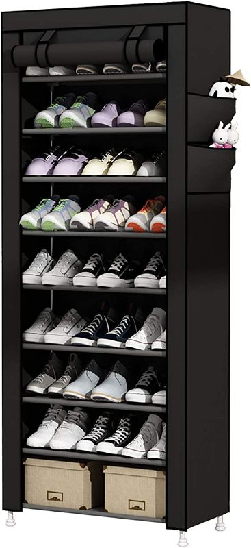 Photo 1 of ****PARTS ONLY****UDEAR 9 Tier Shoe Rack with Dustproof Cover Shoe Shelf Storage Organizer Black
