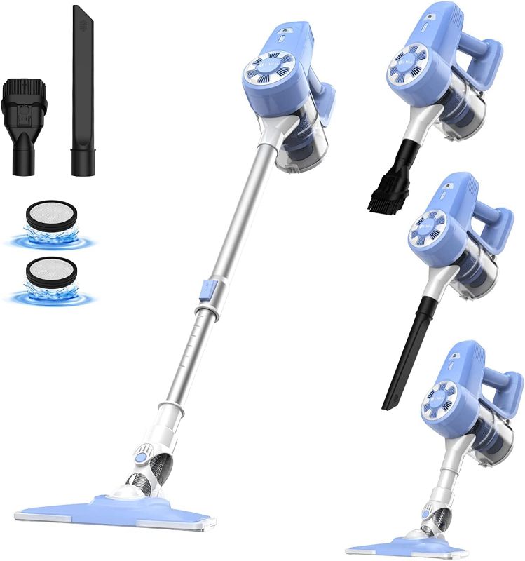 Photo 1 of ****TESTED POWERED ON****
UMLo Cordless Vacuum Cleaner, 6 in 1 Ultra Lightweight Stick Vacuum, Rechargeable Battery Vacuum, Up to 40 Mins Runtime, Powerful Cordless Vacuum Perfect for Home Hardwood Floor Pet Hair, N3 Blue
