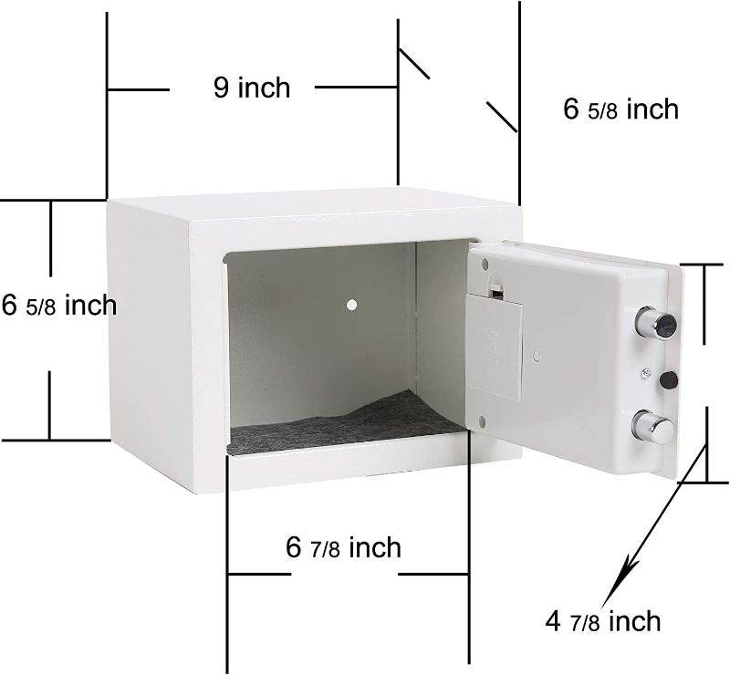 Photo 1 of  Key and Electronic Security Safe Box Digital Deposit Box for Home Office Hotel Business Lock Box for Cash Jewelry Storage (White
