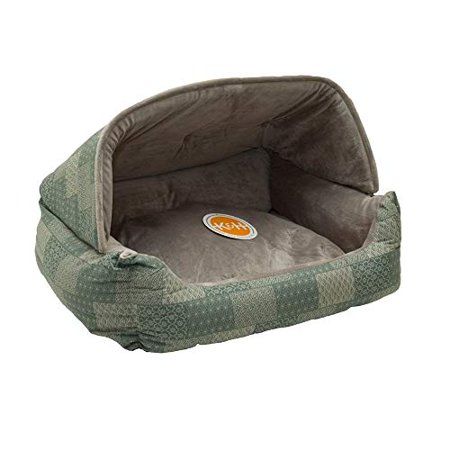 Photo 1 of -K&H Pet Products 7610 Hooded Lounge Sleeper Pet Bed Teal Patchwork Print 20" X 25"
