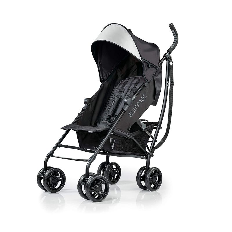 Photo 1 of Summer 3Dlite Convenience Stroller, Jet Black - Lightweight Stroller with Aluminum Frame, Large Seat Area, 4 Position Recline, Extra Large Storage Basket - Infant Stroller for Travel and More

