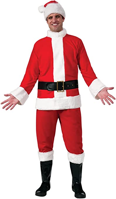 Photo 1 of Rubie's Bright Red Flannel Santa Suit with Gloves- standard size 
