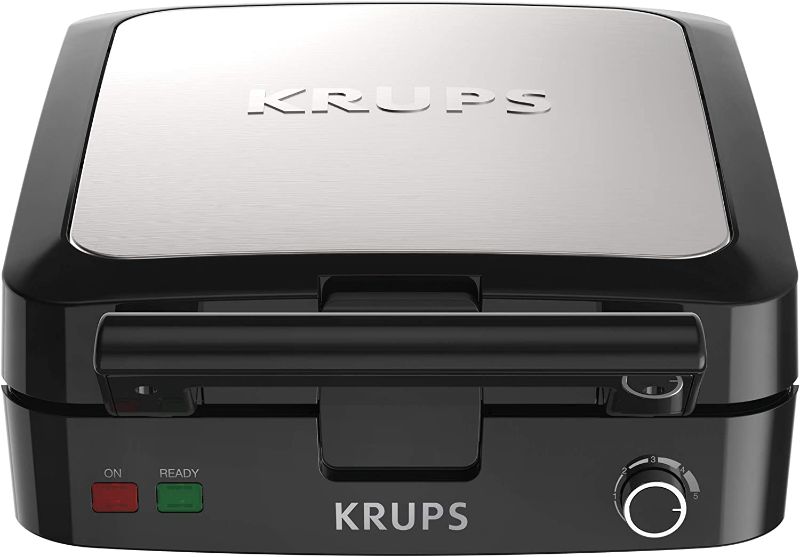 Photo 1 of ***See Note*** KRUPS Belgian Waffle Maker, Waffle Maker with Removable Plates, 4 Slices, Silver/Black
