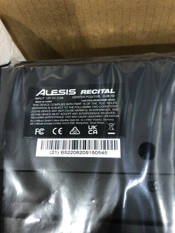 Photo 2 of Alesis Recital – 88 Key Digital Piano Keyboard with Semi Weighted Keys, 2x20W Speakers, 5 Voices, Split, Layer and Lesson Mode, FX and Piano Lessons Recital Piano Only