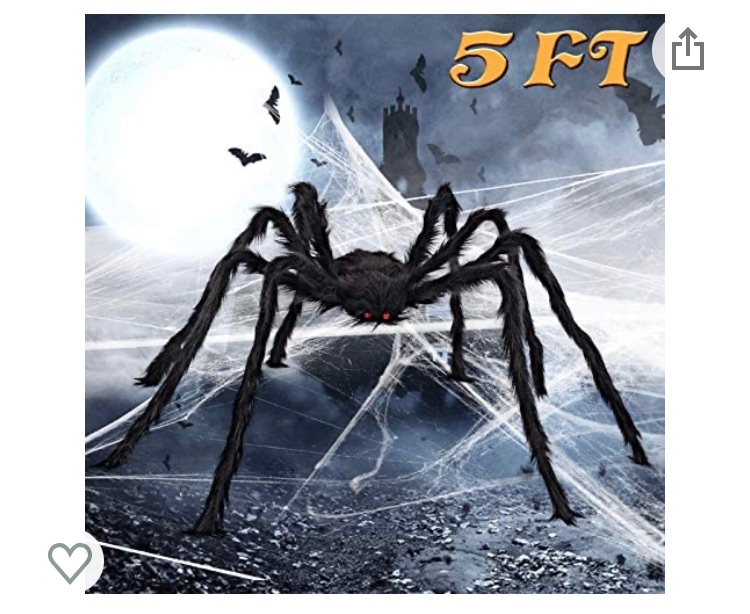 Photo 1 of ALLADINBOX Halloween Hairy Scary Virtual Realistic Posable Spider Black - Indoor Outdoor Yard Furry Giant Haunted House Party Decor Supplies, 5FT