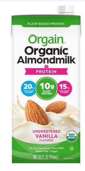 Photo 1 of **BB: 11/2023**- Orgain Unsweetened Vanilla Almond Milk - 32 fl oz- 6PK 

