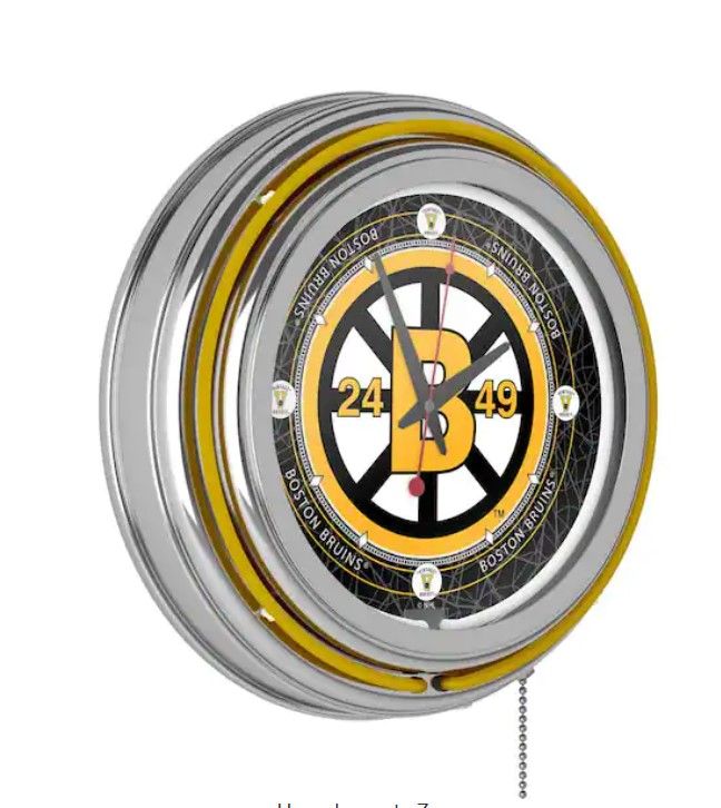 Photo 1 of 14 in. Vintage Boston Bruins NHL Neon Wall Clock
