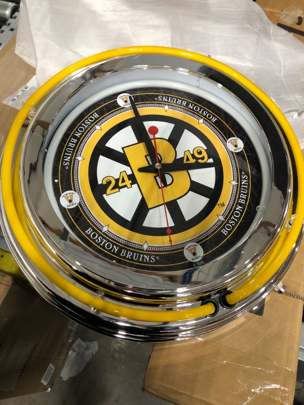 Photo 2 of 14 in. Vintage Boston Bruins NHL Neon Wall Clock
