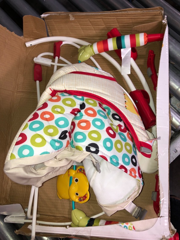 Photo 2 of Bright Starts Playful Pinwheels Portable Baby Bouncer with Vibrating Infant Seat and-Toy Bar, 19.8x13.1x3.4 Inch, Age 0-6 Months