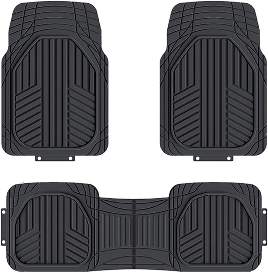 Photo 1 of Amazon Basics 3-Piece All-Weather Protection Heavy Duty Rubber Floor Mats for Cars, SUVs, and Trucks?Black, Trim to Fit
