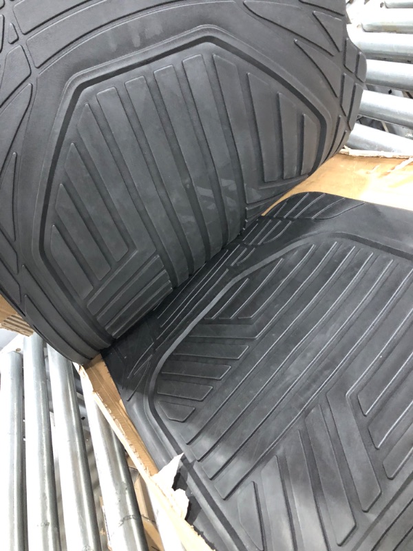 Photo 1 of Amazon Basics 3-Piece All-Weather Protection Heavy Duty Rubber Floor Mats for Cars, SUVs, and Trucks?Black, Trim to Fit
