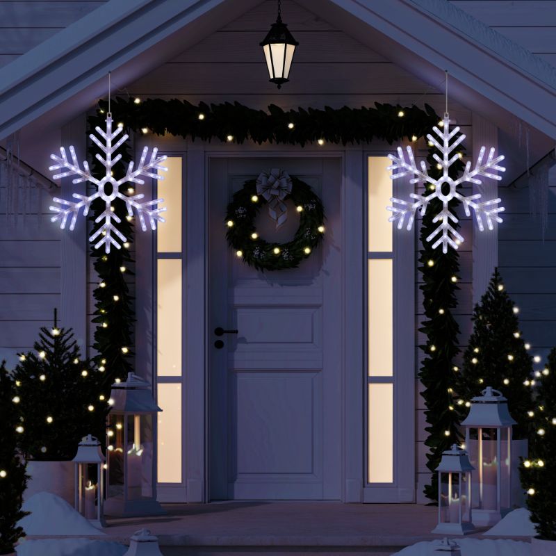 Photo 1 of Alpine Corporation 20 X 24 Hanging Light-up Snowflake Holiday Decoration White
