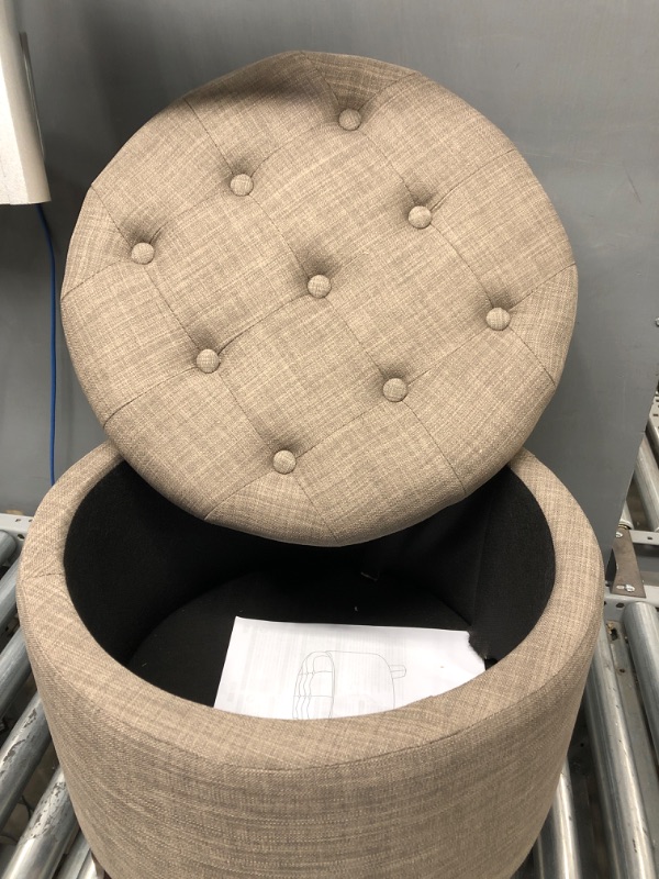 Photo 1 of Amazon Basics Upholstered Tufted Storage Ottoman Footstool, 17"H, Gray
