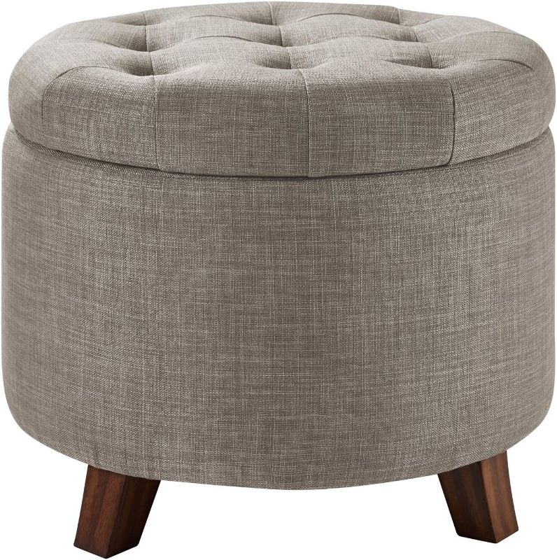 Photo 1 of Amazon Basics Upholstered Tufted Storage Ottoman Footstool, 17"H, Gray
