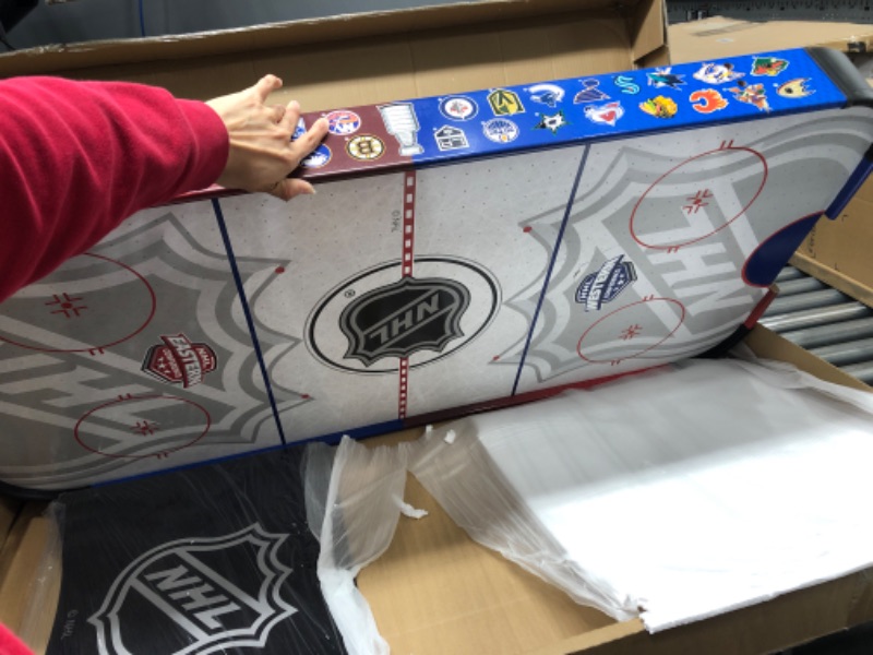 Photo 4 of 48" Mid-Size NHL Rush Indoor Hover Hockey Game Table; Easy Setup, Air-Powered Play with LED Scoring, Black