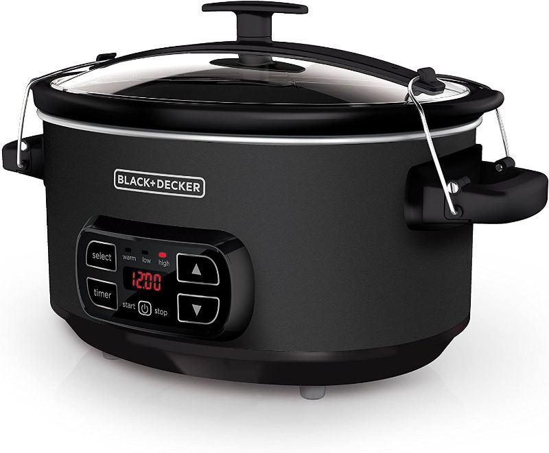 Photo 1 of BLACK+DECKER 7-Quart Digital Slow Cooker with Chalkboard Surface, Slate, SCD4007
