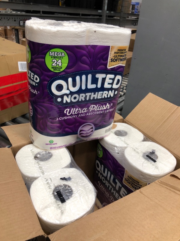 Photo 2 of 3 pack - Quilted Northern Ultra Plush® Toilet Paper, 6 Mega Rolls = 24 Regular Rolls, 3-ply Bath Tissue
