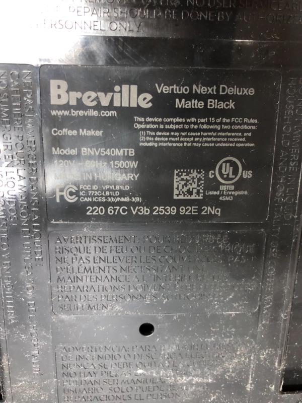 Photo 5 of Nespresso Vertuo Next Deluxe Coffee and Espresso Machine by Breville, Matte Black Chrome
