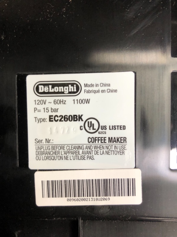 Photo 4 of De'Longhi Stilosa EC260.BK, Traditional barista Pump Espresso Coffee Machine, Black
