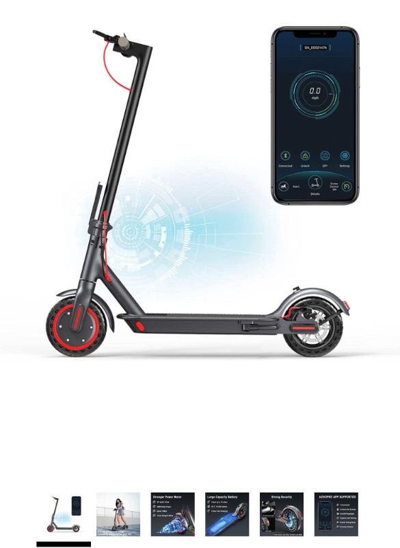 Photo 1 of AovoPro ES80 Electric Scooter - 8.5" Solid Tires,Up to 19 Miles Long-Range and 19 MPH Portable Folding Commuting Scooter for Adults with Double Braking System and App