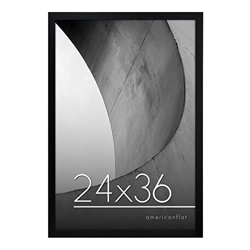 Photo 1 of Americanflat 24x36 Poster Frame in Black with Polished Plexiglass - Thin Border 24 X 36 Inch Large Picture Frame for Wall, Poster Frames in Horizontal
