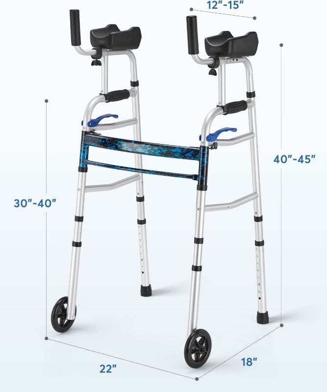 Photo 1 of  2 Mold Standard Folding Walker for Seniors with Detachable Armrest, Standing & Walking Mobility