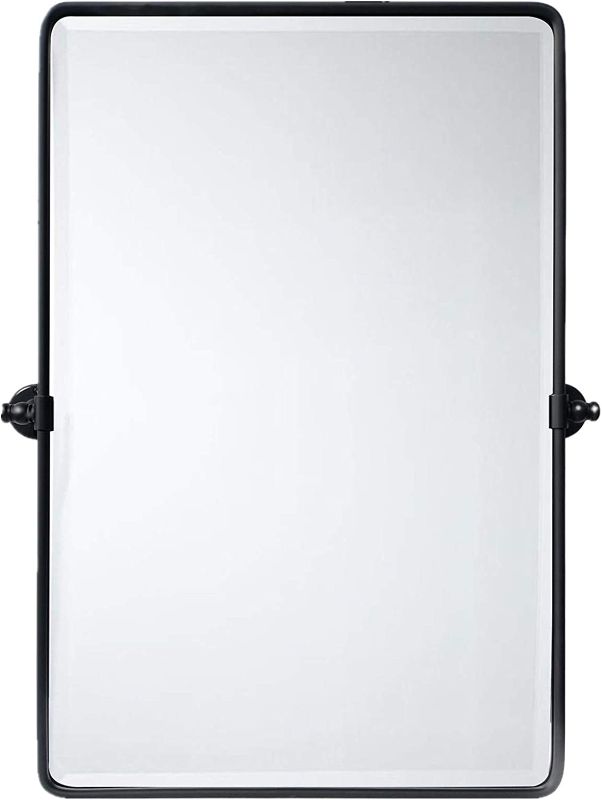 Photo 1 of  Farmhouse Large Metal Framed Pivot Rectangle Bathroom Mirror Rounded Rectangluar Tilting Beveled Vanity Mirrors for Wall