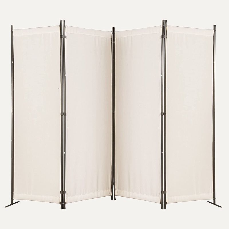 Photo 1 of 4 Panel Partition Room Dividers Folding Privacy Screen Temporary Wall Divider Freestanding Room Separator (Beige)
